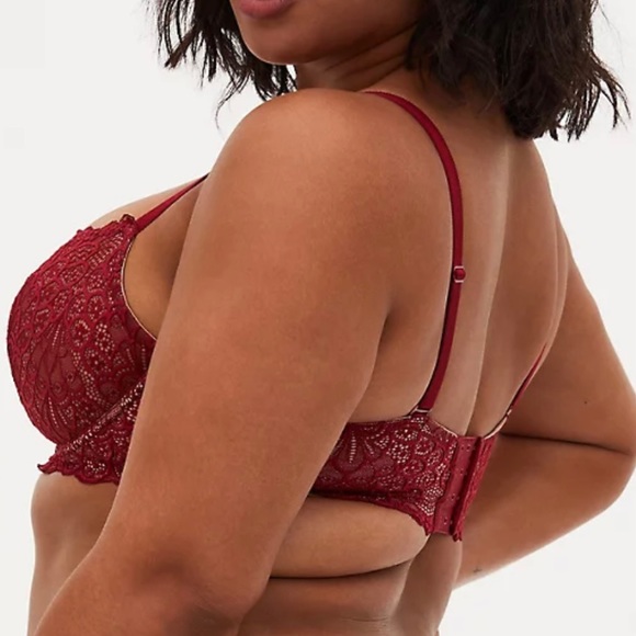 Torrid Women’s Dark Red Unlined Lace Balconette Bra Size 42C - Picture 2 of 9